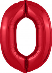 Шар (40''/102 см) Цифра, 0 Slim, Красный, 1 шт. в уп.