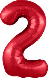 Шар (40''/102 см) Цифра, 2 Slim, Красный, 1 шт. в уп.