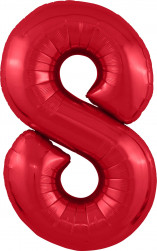 Шар (40''/102 см) Цифра, 8 Slim, Красный, 1 шт. в уп.