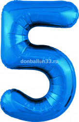 Шар (40''/102 см) Цифра, 5 Slim, Синий, 1 шт. в уп.