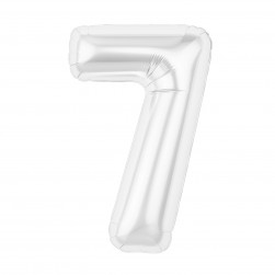 Шар (40''/102 см) Цифра, 7 Slim, Белый блеск, 1 шт. в уп.