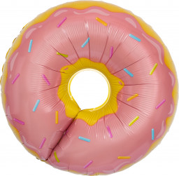 Шар (26''/66 см) Фигура, Пончик, Розовый, 1 шт.