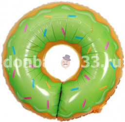Шар (26''/66 см) Фигура, Пончик, Зеленый, 1 шт.