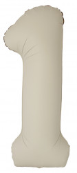 Шар (40''/102 см) Цифра, 1 Slim, Кремовый Латте, Матовый, 1 шт.