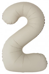 Шар (40''/102 см) Цифра, 2 Slim, Кремовый Латте, Матовый, 1 шт.