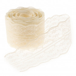 Декоративная лента (4,5 см*10 м) Широкое Кружево, Айвори, 1 шт.