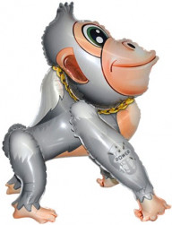 Шар (22''/56 см) Фигура 3D, Обезьяна Горилла, Серый, 1 шт. в уп.
