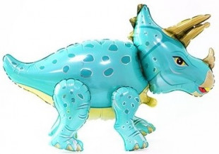 Шар (36''/91 см) Фигура 3D, Динозавр Трицератопс, Бирюзовый, 1 шт. в уп.