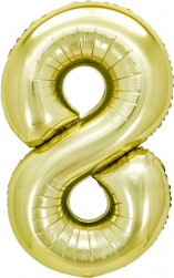 Шар (40''/102 см) Цифра, 8, Белое золото, Металлик, 1 шт. в уп.