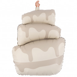 Шар (37''/94 см) Фигура, Торт, Кремовый, Сатин, 1 шт.