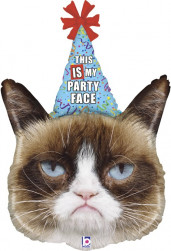 Шар (29''/74 см) Фигура, Сердитая кошка в колпаке, 1 шт. в уп.