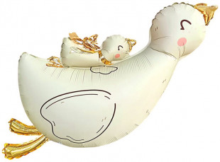 Шар (38''/97 см) Фигура, Гусь с малышом, Сатин, 1 шт.