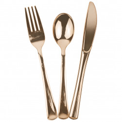 Набор столовых приборов, Вилки,Ложки,Ножи: 3*6 шт, 17-18 см, Розовое Золото, Металлик, 18 шт. в упак