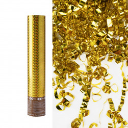 Пневмохлопушка (12/30 см), Волны, Серпантин фольга, Золото, Металлик, 1 шт.