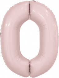 Шар (40''/102 см) Цифра, 0 Slim, Пыльная роза, 1 шт. в уп.