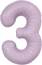 Шар (40''/102 см) Цифра, 3 Slim, Орхидея, 1 шт. в уп.