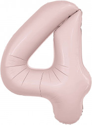 Шар (40''/102 см) Цифра, 4 Slim, Пыльная роза, 1 шт. в уп.