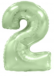 Шар (40''/102 см) Цифра, 2, Мятный, Макарунс, 1 шт. в уп.