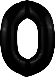 Шар (40''/102 см) Цифра, 0 Slim, Черный блеск, 1 шт. в уп.