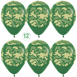 Шар (12''/30 см) Камуфляж, Темно-зеленый (032), пастель, 5 ст, 25 шт.