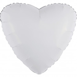 Шар (19''/48 см) Сердце, Белый, 1 шт.