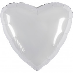 Шар (19''/48 см) Сердце, Белый блеск, 1 шт.
