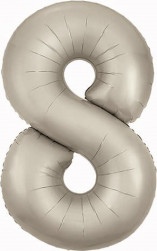 Шар (40''/102 см) Цифра, 8 Slim, Мистик, Кремовый, Сатин, 1 шт. в уп.