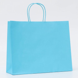 Пакет крафт голубой, круглая ручка, 31.5×25×11.5 см, 120 г