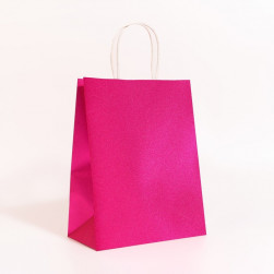 Пакет подарочный бумажный с глиттером розовый, 21×11×27 см