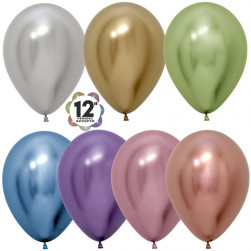 Шар (12''/30 см), Reflex, Зеркальный блеск, Ассорти, хром, 50 шт.