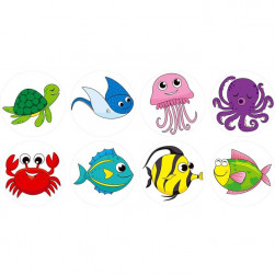 Наклейка "Подводный мир" d=2,5 см, 1 шт. на выбор