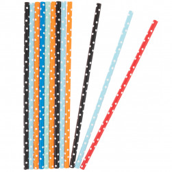 Трубочки для коктейлей, Белые точки, Ассорти, 12 шт. в упак.