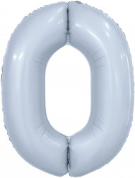 Шар (40''/102 см) Цифра, 0 Slim, Небесный, 1 шт. в уп.