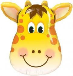 Шар с клапаном (17''/43 см) Мини-фигура, Голова, Милый Жираф, 1 шт.