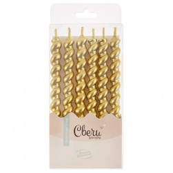 Свечи Роскошная серия, Золото, Металлик, 0,8*7,5 + 2,5 см, 6 шт. с держат.