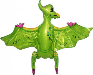Шар (32''/81 см) Фигура 3D, Динозавр Птеродактиль, Зеленый, 1 шт. в уп.