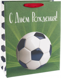 Пакет подарочный, 210гр, С Днем Рождения! (футбол), 41*31*12 см, 1 шт.