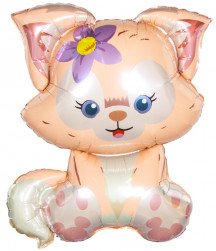 Шар с клапаном (16''/41 см) Мини-фигура, Лисенок с цветком, 1 шт.