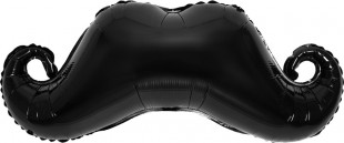 Шар (35''/89 см) Фигура, Усы, Черный, 1 шт.