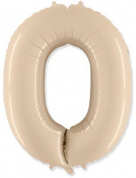 Шар (40''/102 см) Цифра, 0, Кремовый, 1 шт. в уп.