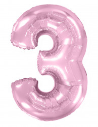 Шар (40''/102 см) Цифра, 3, Розовый, Макарунс, 1 шт. в уп.