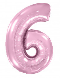 Шар (40''/102 см) Цифра, 6, Розовый, Макарунс, 1 шт. в уп.