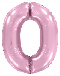 Шар (40''/102 см) Цифра, 0, Розовый, Макарунс, 1 шт. в уп.