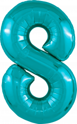 Шар (40''/102 см) Цифра, 8 Slim, Океан, 1 шт. в уп.