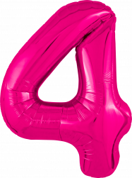 Шар (40''/102 см) Цифра, 4 Slim, Фуксия, 1 шт. в уп.