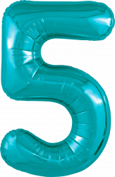 Шар (40''/102 см) Цифра, 5 Slim, Океан, 1 шт. в уп.