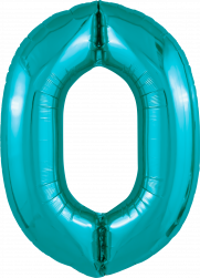 Шар (40''/102 см) Цифра, 0 Slim, Океан, 1 шт. в уп.