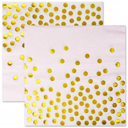 Сервировочные салфетки, Конфетти, Розовый/Золото, Металлик, 33*33 см, 12 шт.