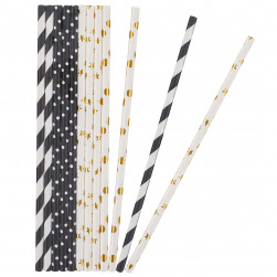 Трубочки для коктейлей, Гламурный микс, Металлик, 12 шт. в упак.