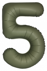 Шар (40''/102 см) Цифра, 5 Slim, Оливковый, Матовый, 1 шт. в уп.